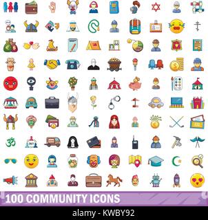 100 community icons set, cartoon style Stock Vector Image & Art - Alamy
