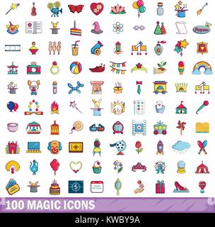 100 fairy icons set. Cartoon illustration of 100 fairy icons vector set ...