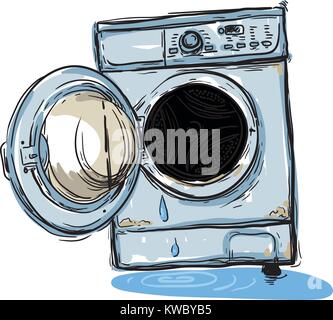 broken washing machine Stock Vector