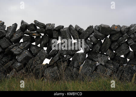 hand built traditional stone wall in county clare ireland Stock Photo