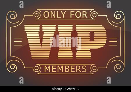 VIP only for members dark red and gold tones design. Vector illustration. Stock Vector
