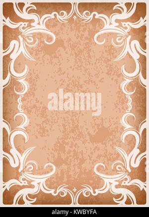 Old style white frame with the blacked out edges and a blank space for text. Retro vintage greeting card, invitation or template for notes. Stock Vector