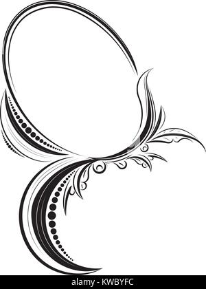 vector floral black oval frame on white background Stock Vector Image ...