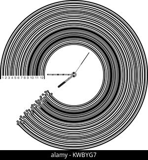 Conceptual clock with elements of PCB or barcode. High tech vector illustration. Stock Vector