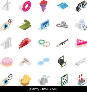Craft icons set, isometric style Stock Vector