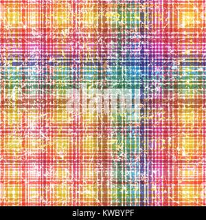 Seamless colorful checkered grunge style shabby pattern. Vector illustration for your design. Stock Vector