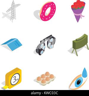 Workshop icons set, isometric style Stock Vector