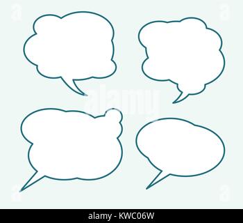 Set of four very simple talking bubbles with full editable stroke weight and fill color. Stock Vector