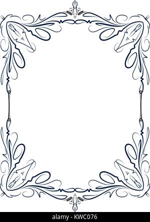 Unusual, decorative lace ornament, vintage frame with empty place for your text. Vector illustration greeting Stock Vector