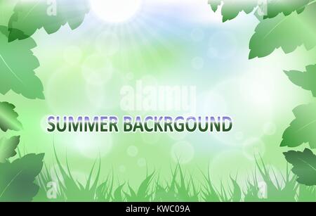Summer background. Blurred green vector design with green leaves. Stock Vector