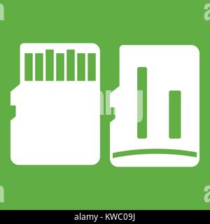 Both sides of SD memory card icon green Stock Vector