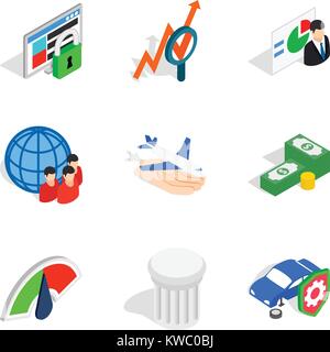 Promotion of the idea icons set, isometric style Stock Vector