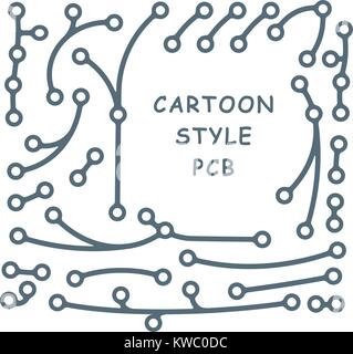 Background in PCB-layout style  with empty space for your text. Vector illustration made in comic cartoon style. Stock Vector