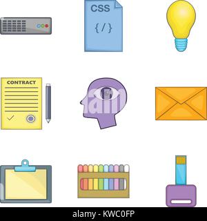 Creative job icons set, cartoon style Stock Vector