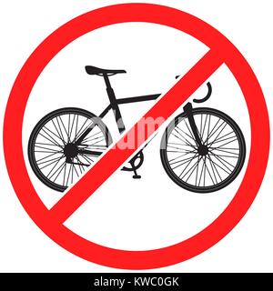 Prohibition sign icon No bike vector illustration with bicycle Stock Vector