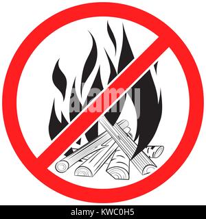 Prohibition sign icon no  bonfire vector illustration Stock Vector