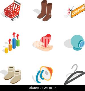 Intrusive advertising icons set, isometric style Stock Vector