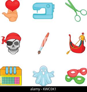 Creative people icons set, cartoon style Stock Vector