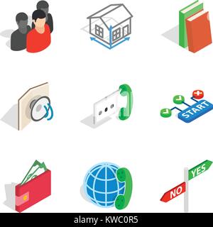 Crew member icons set, isometric style Stock Vector