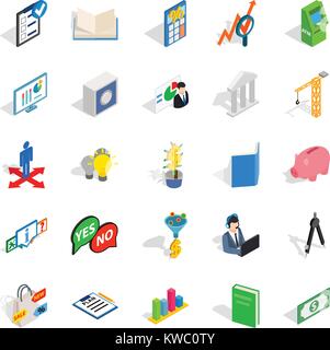 Department icons set, isometric style Stock Vector