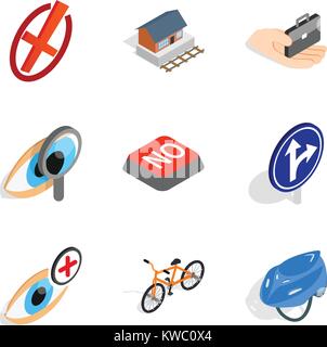 Traffic sign icons set, isometric style Stock Vector