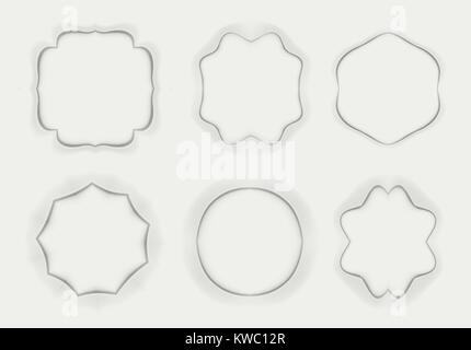 Set of frames with delicate gradient with transparent shadows. Stock Vector