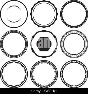 Big set of black solid style templates for round rubber stamps and ...