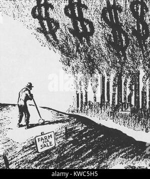 Agriculture Depression of the 1920s followed the Boom of the World War 1. During the Great War farmers borrowed to increase mechanization for Wartime demand. Post war prices crashed, leaving them with debt that many could not pay. (BSLOC 2015 15 136)