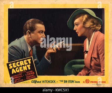 SECRET AGENT Poster for 1936 Hitchcock film Stock Photo - Alamy