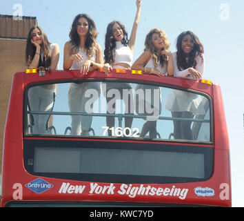 NEW YORK, NY - JULY 11: Fifth Harmony's Camila Caello, Ally Brooke, Lauren Jauregui, Dinah Hansen and Normani Hamilton at Pier 78 on July 11, 2014 in New York Cit  People:  Fifth Harmony Stock Photo