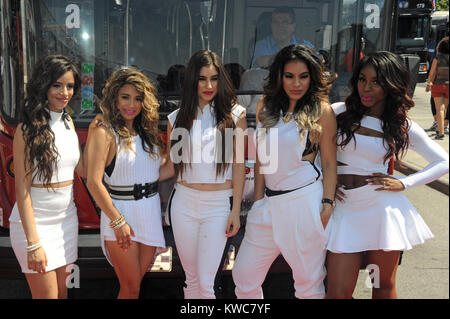 NEW YORK, NY - JULY 11: Fifth Harmony's Camila Caello, Ally Brooke, Lauren Jauregui, Dinah Hansen and Normani Hamilton at Pier 78 on July 11, 2014 in New York Cit  People:  Fifth Harmony Stock Photo