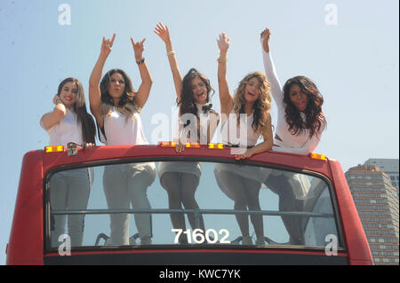 NEW YORK, NY - JULY 11: Fifth Harmony's Camila Caello, Ally Brooke, Lauren Jauregui, Dinah Hansen and Normani Hamilton at Pier 78 on July 11, 2014 in New York Cit  People:  Fifth Harmony Stock Photo