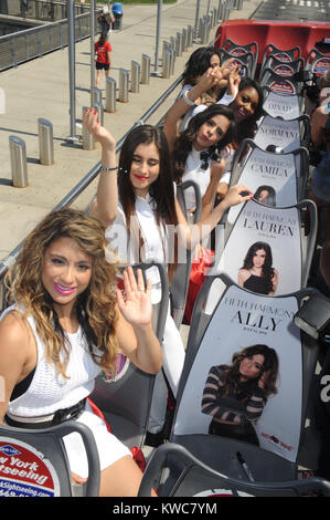 NEW YORK, NY - JULY 11: Fifth Harmony's Camila Caello, Ally Brooke, Lauren Jauregui, Dinah Hansen and Normani Hamilton at Pier 78 on July 11, 2014 in New York Cit  People:  Fifth Harmony Stock Photo