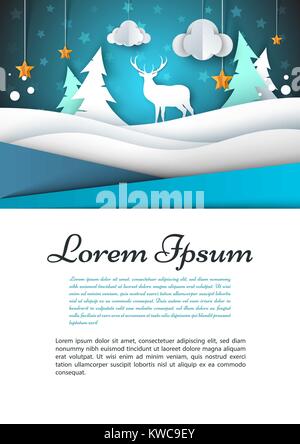 Paper template with deer on grass illustration Stock Vector Image & Art ...