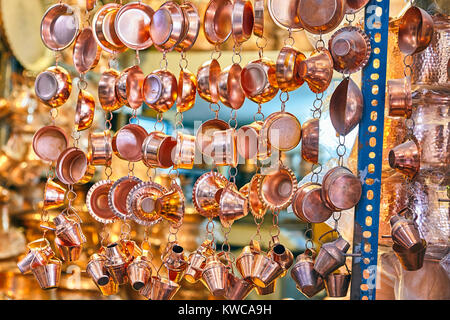 Showcase In A Store Of Copper Utensils At The Market In Yazd Iran Kwca9h 