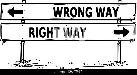 Vector drawing of wrong or right way road block arrow sign. Stock Vector