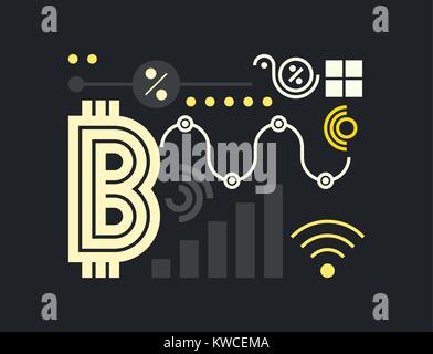 Typography horizontal banner for Blockchain Stock Vector