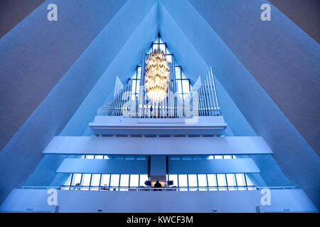 Tromso church organ in the ice churchl Stock Photo