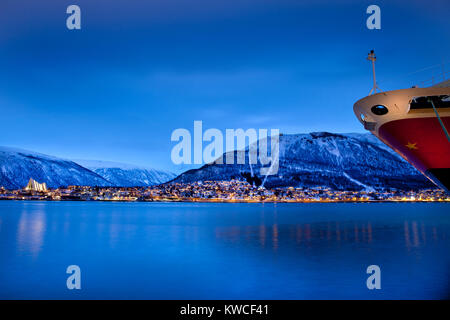 Tromso, Norway, view across the water at dusk