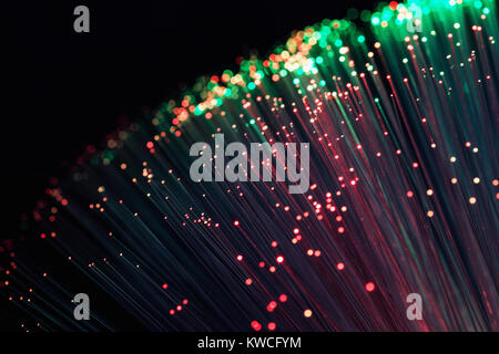 color fiber optical background on black, Fiber optics lights abstract background Stock Photo