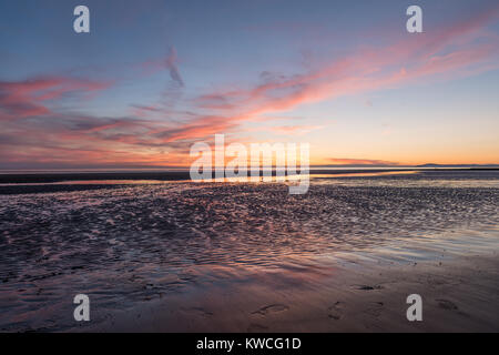 Sunset over Blackpool beach. Stock Photo