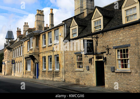 The Lord Burghley pub, Broad Street, Georgian market town of Stamford, Lincolnshire, England, UK Stock Photo