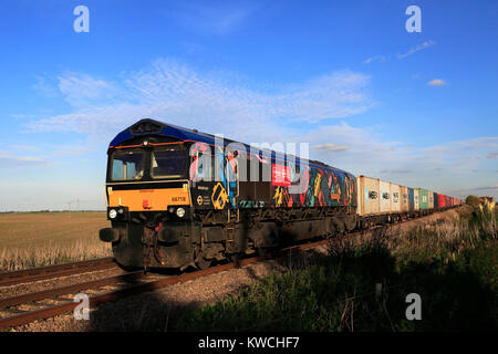 GB Railfreight 66718, Peterborough to March line, Cambridgeshire, England, UK Stock Photo