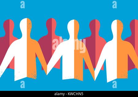 the Commonwealth people paper origami connected each other Stock Vector