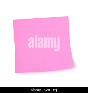 Pink sticky notes paper note on a white background Stock Photo