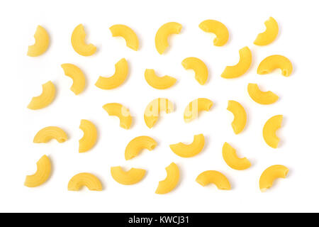 uncooked elbow macaroni on a white background Stock Photo