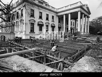Renovation of the White House during the Truman Administration. View of the Northeast Corner of the White House during the rebuilding. Nov. 6, 1950. - (BSLOC 2014 15 123) Stock Photo