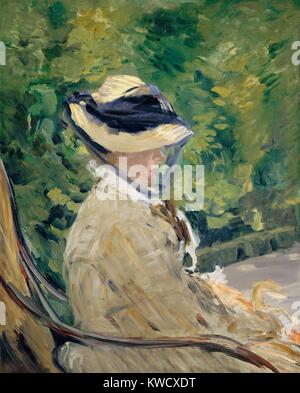 Madame Manet (Suzanne Leenhoff), by Edouard Manet, 1880 French impressionist oil painting. The portrait was painted in the Bellevue suburb of Paris, in the summer of 1880 (BSLOC 2017 3 15) Stock Photo