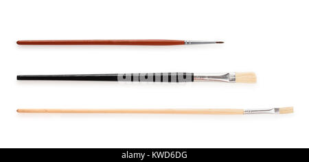 Different paint brushes   isolated on white background. Stock Photo