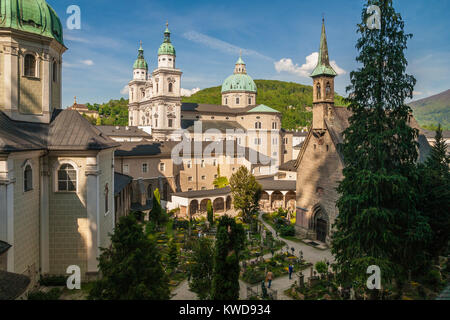 St. Peter's Cemetery in Salzburg, Austria which is one of the oldest and most beautiful cemeteries in the world. Stock Photo